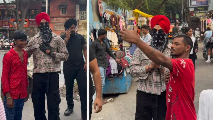 A man dressed as Diljit Dosanjh, wearing a red turban, sunglasses, a bandanna over his face, and a trendy jacket, walks through the streets of Pune surrounded by fans. He is accompanied by bouncers posing as security. Fans approach him for selfies and handshakes, believing he is the singer. The video of this prank was shared on Instagram and went viral.