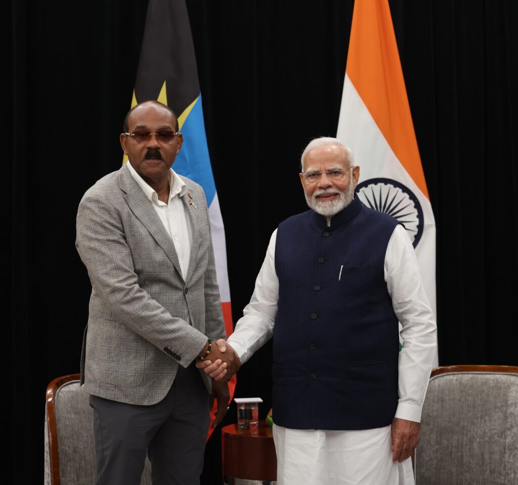 PM Modi Meets Gaston Browne to Discuss Bilateral Cooperation