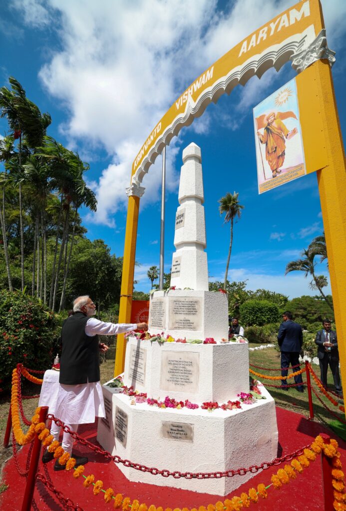 PM Modi Pays Tribute to Arya Samaj Monument in Georgetown, Guyana