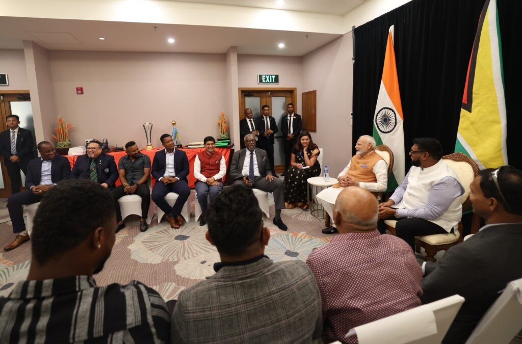 Prime Minister Narendra Modi Engages with Leading Cricket Players of Guyana