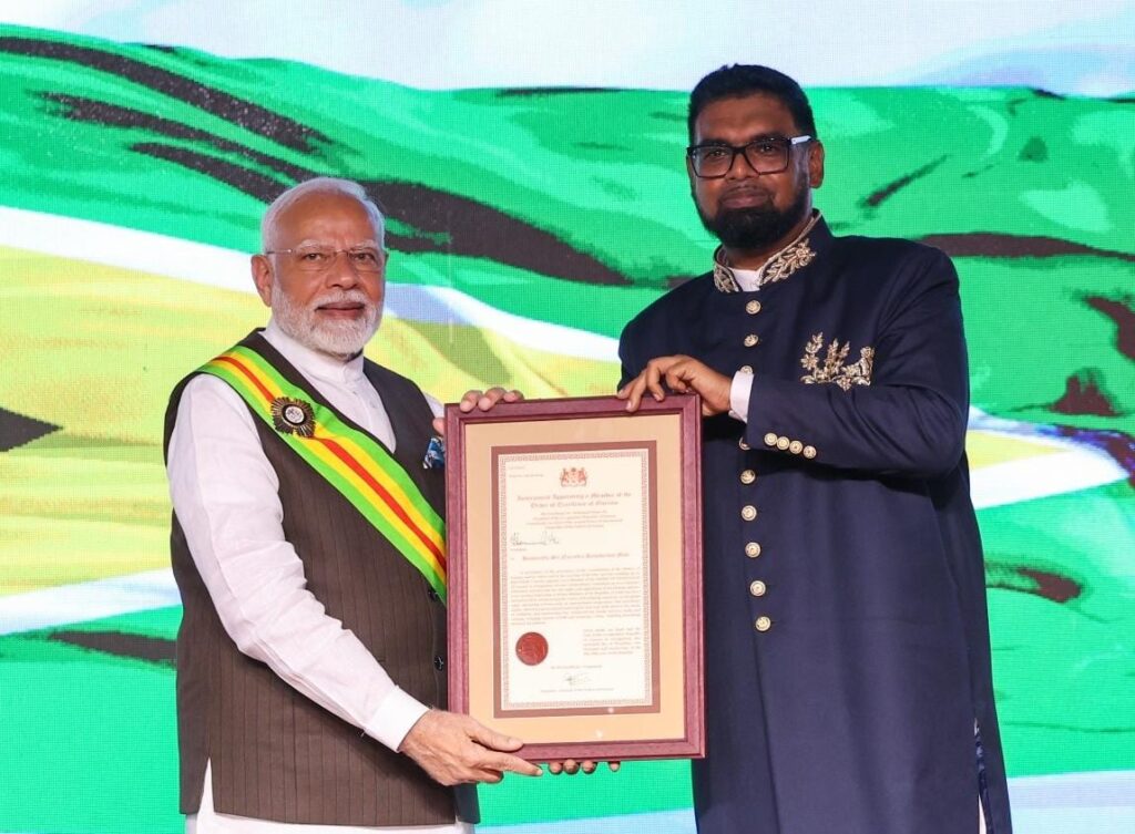 Prime Minister Narendra Modi Honoured with 'The Order of Excellence' by Guyana